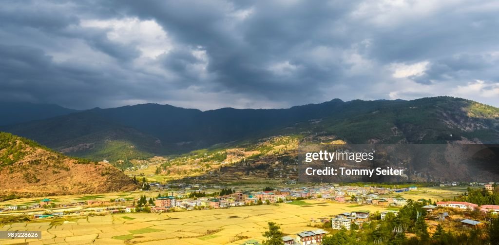 View of Paro, Paro Valley, Himalayan region, Bhutan