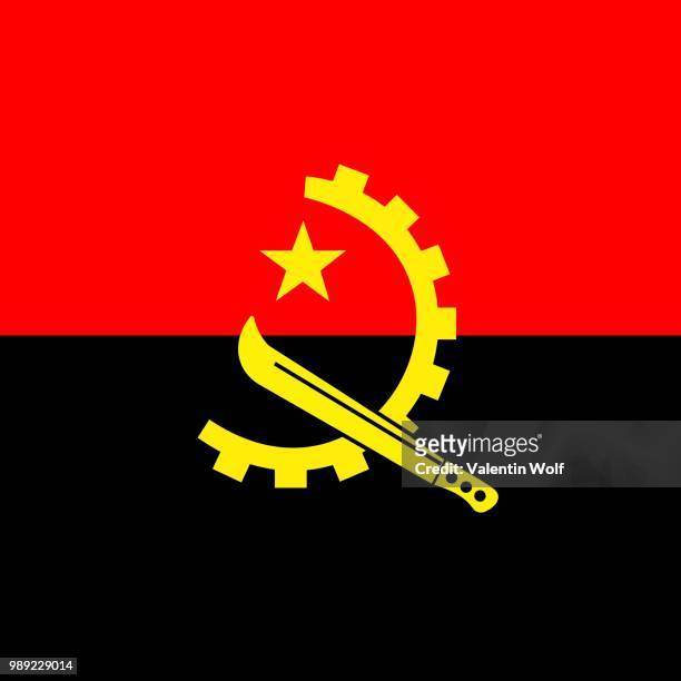 illustrazioni stock, clip art, cartoni animati e icone di tendenza di official national flag of angola - motif africain