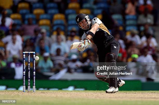 Brendon McCullum of New Zealand hits out during The ICC World Twenty20 Super Eight match between New Zealand and Pakistan played at The Kensington...