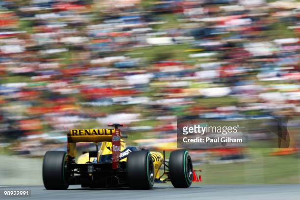 Robert Kubica of Poland and Renault drives during qualifying for the Spanish Formula One Grand Prix at the Circuit de Catalunya on May 8, 2010 in...