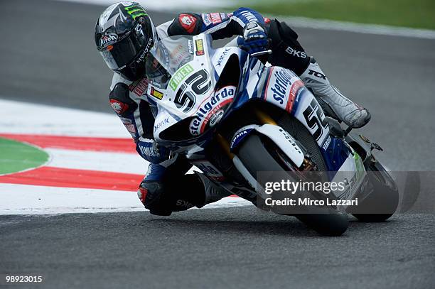 James Toseland of England and Yamaha Sterilgarda rounds the bend during the the second qualifying practice of the Superbike World Championship round...