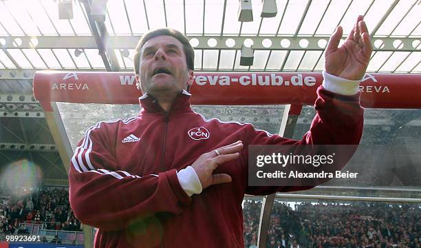 Head coach Dieter Hecking of Nuernberg arrives for the Bundesliga match between 1. FC Nuernberg and 1. FC Koeln at Easy Credit Stadium on May 8, 2010...