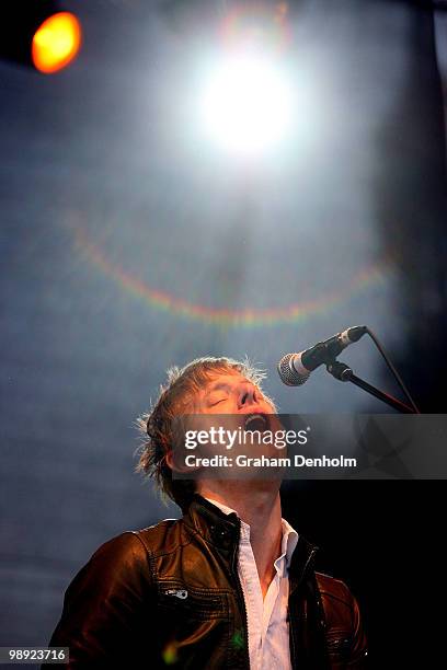 Britt Daniel of the band Spoon performs on stage during Groovin The Moo Festival 2010 at the Maitland Showground on May 8, 2010 in Maitland,...