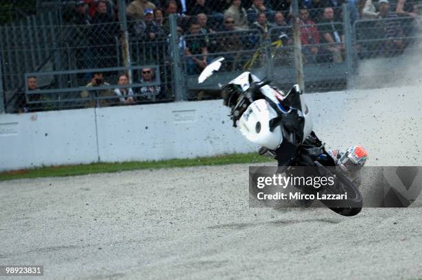 Jakub Smrz of Czech Republic and Team PATA B&G Racing crashed out during the Superpole of the Superbike World Championship round five on May 8, 2010...