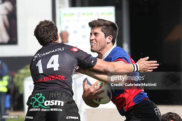 Stanojevic Marko Pieter is tackled by Pratichetti Andrea during the Campionato Eccellenza Super 10 match between I Cavalieri Prato and Fermi-CZ...