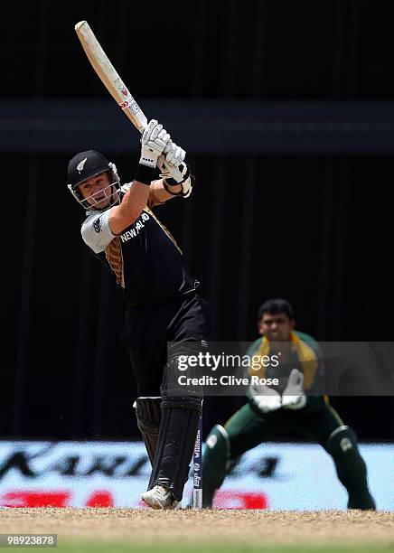 Nathan McCullum of New Zealand in action during the ICC World Twenty20 Super Eight match between New Zealand and Pakistan at the Kensington Oval on...
