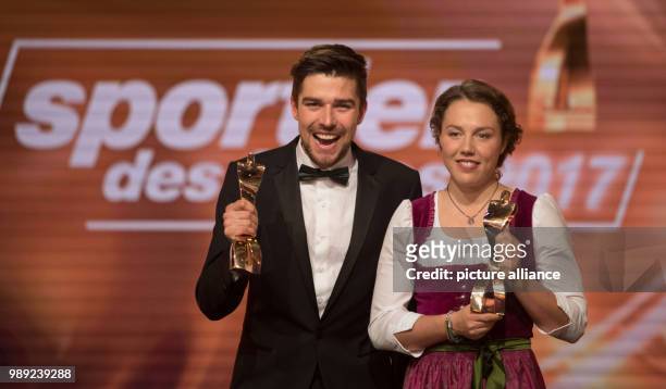 Athletes of the year 2017, Johannes Rydzek and Laura Dahlmeier during the award ceremony of "Athlete of the year" at the Kurhaus in Baden-Baden,...