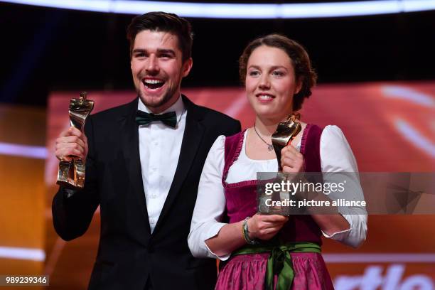 Athletes of the year 2017, Johannes Rydzek and Laura Dahlmeier during the award ceremony of "Athlete of the year" at the Kurhaus in Baden-Baden,...