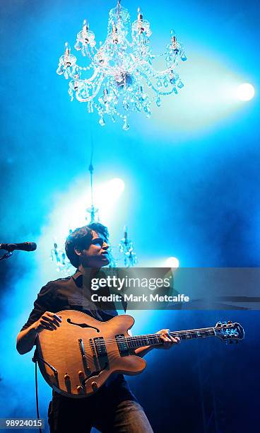 Ezra Koenig of the band Vampire Weekend performs on stage during Groovin The Moo Festival 2010 at the Maitland Showground on May 8, 2010 in Maitland,...