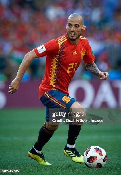 David Silva of Spain in action during the 2018 FIFA World Cup Russia Round of 16 match between Spain and Russia at Luzhniki Stadium on July 1, 2018...