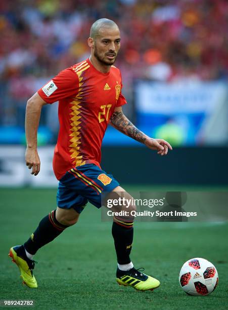 David Silva of Spain in action during the 2018 FIFA World Cup Russia Round of 16 match between Spain and Russia at Luzhniki Stadium on July 1, 2018...