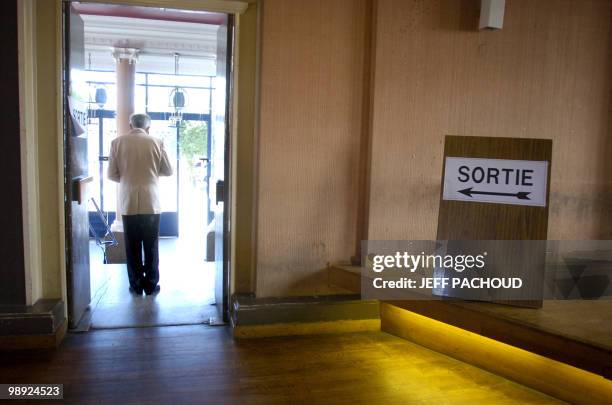 Former French socialist Defence minister and candidate in the legislative election Jean-Pierre Chevenement, leaves a polling station in Belfort,...