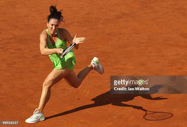 Jelena Jankovic of Serbia in action against María José Martínez Sánchez of Spain during the final of the Sony Ericsson WTA Tour at the Foro Italico...