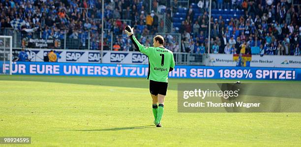 Goalkeeper Jens Lehmann of Stuttgart leave the pitch after the Bundesliga match between TSG 1899 Hoffenheim and VFB Stuttgart at Rhein-Neckar Arena...