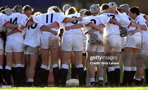 The English Women's Rugby team huddle prior to the womens rugby match between England and Australia A at Waratah Park, Sydney, Australia. England...
