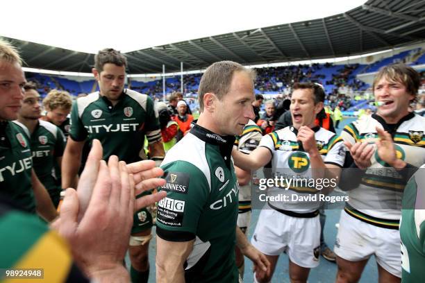 Mike Catt, of London Irish, after playing in his final game, is applauded off the pitch after the Guinness Premiership match between London Irish and...