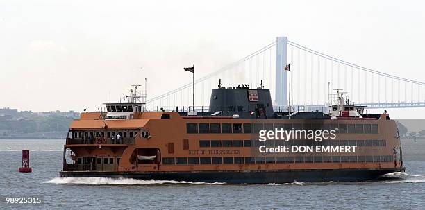 Staten Island Ferry sails north toward Manhattan May 8, 2010 near Staten Island, New York. Earlier on May 8, another ferry crashed into a pier at the...