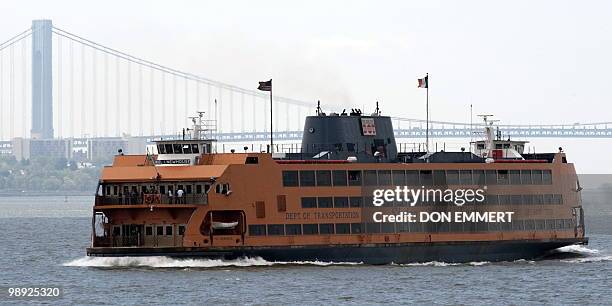 Staten Island Ferry sails north toward Manhattan May 8, 2010 near Staten Island, New York. Earlier on May 8, another ferry crashed into a pier at the...