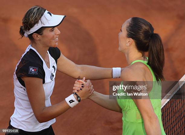 María José Martínez Sánchez of Spain celebrates after winning against Jelena Jankovic of Serbia during the Final of the Sony Ericsson WTA Tour at the...