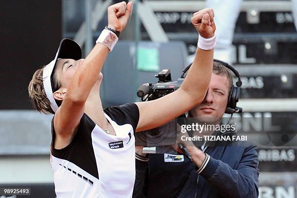 Spain's Maria Jose Martinez Sanchez celebrates winning the WTA Rome Open on May 8, 2010. Martinez Sanchez defeated Serbia's Jelena Jankovic 7-6, 7-5....