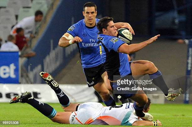 Nathan Charles of Western Force loses his footing during the Super 14 match between Vodacom Cheetahs and Western Force at Vodacom Park on May 8, 2010...