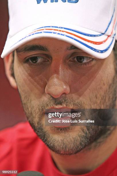 Ioannis Bourousis, #9 of Olympiacos Piraeus in action during the Olympiacos Piraeus Practice Final Four at Bercy Arena on May 8, 2010 in Paris,...