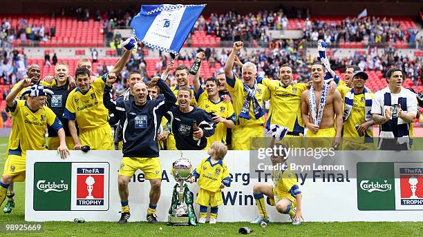 Barrow celebrate winning the FA Carlsberg Trophy Final between Barrow and Stevenage Borough at Wembley Stadium on May 8, 2010 in London, England.