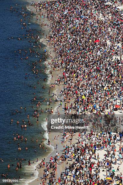 Massive crowds fill Flamengo beach to watch the Red Bull Air Race Qualifying Day on May 8, 2010 in Rio de Janeiro, Brazil.