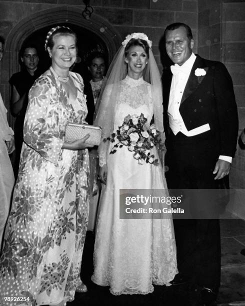 Grace Kelly, Jack Kelly and Sondra Kelly attend Jack Kelly-Sondra Lee Worley Wedding Reception on May 28, 1981 at the Wharton Sinkler Estate in...