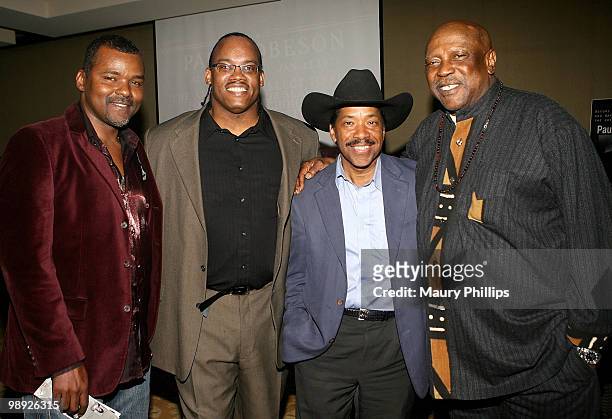 Actor Gary Sturges, director Greg Carter, actors Obba Babatunde and Lou Gossett Jr. Attend the Paul Robeson Film Project at the Hyatt Regency Hotel...
