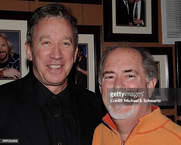 Comedian/actor Tim Allen and Ice House owner Bob Fisher pose at The Ice House Comedy Club on May 7, 2010 in Pasadena, California.