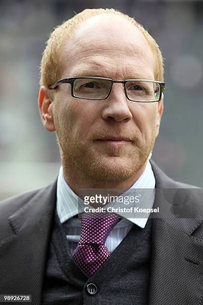 Sporting director Matthias Sammer looks on before the Bundesliga match between Hertha BSC Berlin and FC Bayern Muenchen at Olympic Stadium on May 8,...