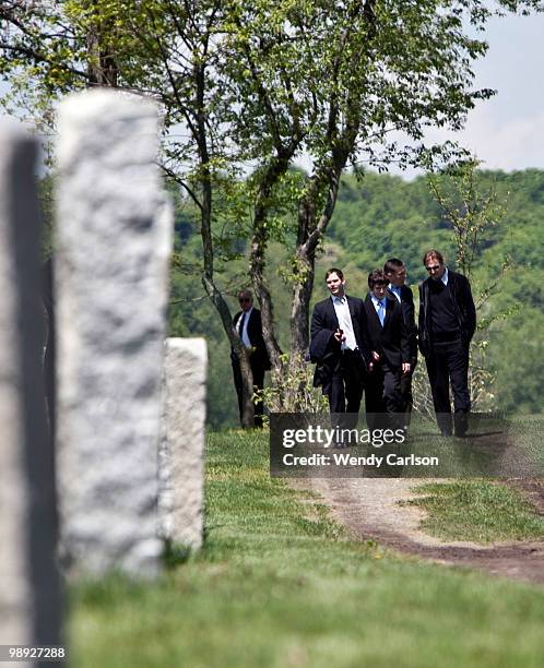 Liam Neeson attends funeral services for actress Lynn Redgrave at St. Peter's Cemetery on May 8, 2010 in Lithgow, New York.