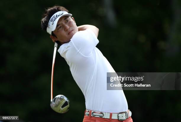 Ryuji Imada of Japan plays his tee shot on the seventh hole during the third round of THE PLAYERS Championship held at THE PLAYERS Stadium course at...