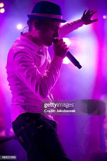 Dokter Renz of the German Hip Hop band Fettes Brot performs live during a concert at the C-Halle on May 8, 2010 in Berlin, Germany. The concert is...