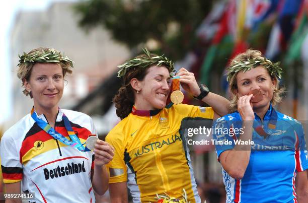 Women Road Race, Athens Podium, Arndt Judith Silver Medal Medaille D'Argent Zilver Medaille, Deception Teleurstelling, Carrigan Sara Gold Medal...