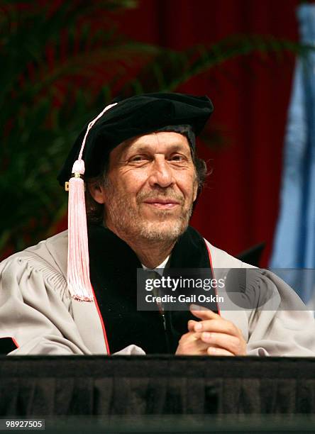 Paco de Lucia one of five honorary doctorate recipients attends the 2010 commencement ceremony at Berklee College of Music on May 8, 2010 in Boston,...