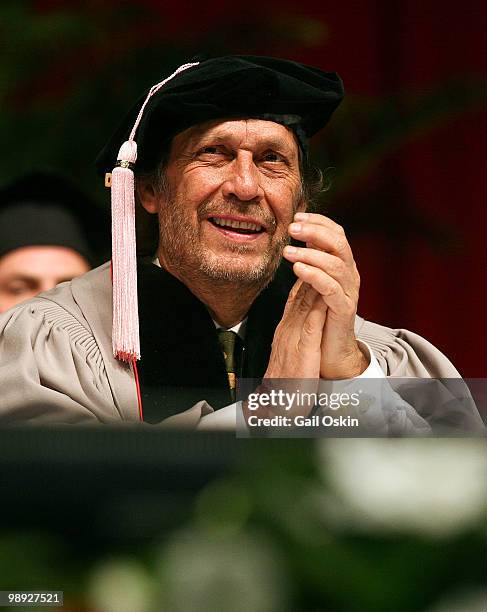 Paco de Lucia one of five honorary doctorate recipients attends the 2010 commencement ceremony at Berklee College of Music on May 8, 2010 in Boston,...