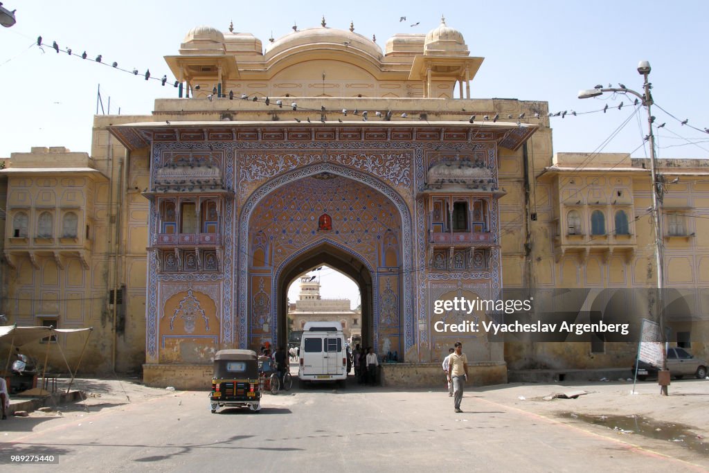 Entrance arch to City Palace of Jaipur, India