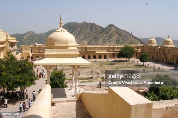 amber fort inner court, jaipur, rajasthan, india - argenberg imagens e fotografias de stock