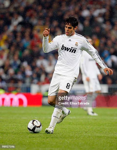 Kaka of Real Madrid in action during the La Liga match between Real Madrid and Athletic Club at Santiago Bernabeu on May 8, 2010 in Madrid, Spain.
