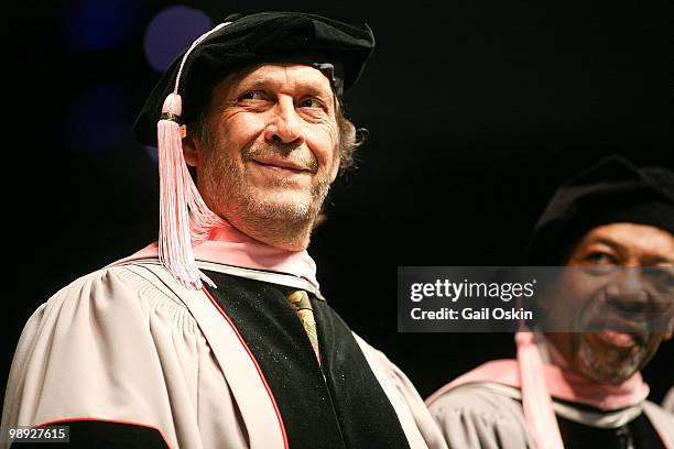 Paco De Lucia one of five honorary doctorate recipients at the 2010 commencement ceremony at Berklee College of Music on May 8, 2010 in Boston,...