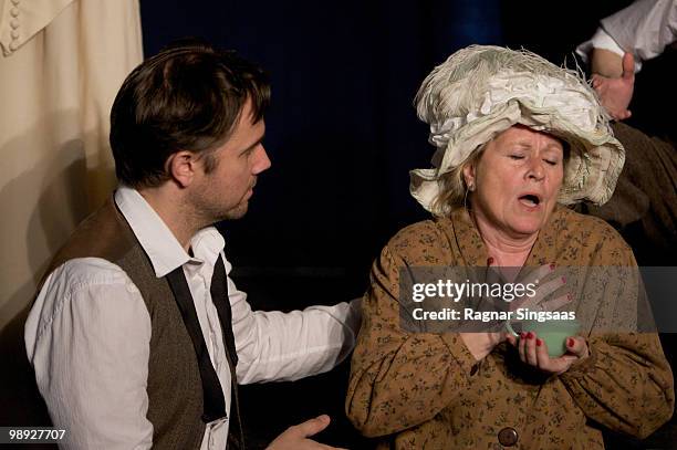 Brendan McCall and Anne Marie Ottersen perform as Vanya Voinitsky and Maria Voynitsky in "Uncle Vanya" at the Titan Teatergruppe on May 8, 2010 in...