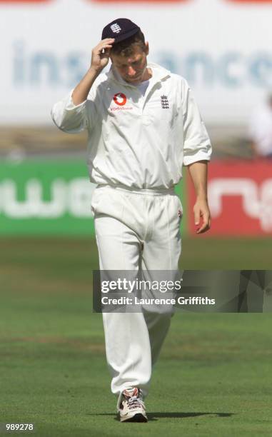 Mike Atherton of England shows his dissapointment as Australia run away with the game during the 3rd test match at Trent Bridge in Nottingham....