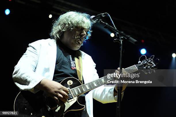 Fabio "Dandy Bestia" Testoni of Skiantos performs at Palasharp on May 8, 2010 in Milan, Italy.