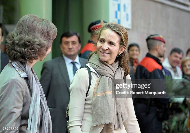 Queen Sofia of Spain and Infanta Elena of Spain visit the King of Spain Juan Carlos I at the Hospital Clinic of Barcelona, after he had an operation...