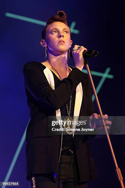 Elly Jackson of La Roux performs live on stage at Brixton Academy on May 8, 2010 in London, England.