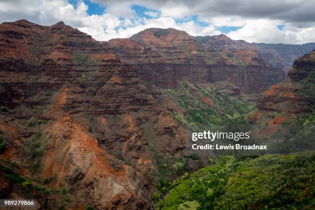 waimea canyon aeriel - waimea valley imagens e fotografias de stock