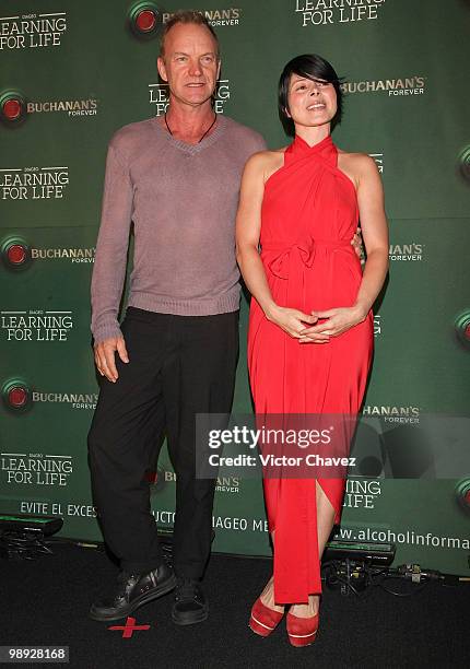 Singers Sting and Ely Guerra attend the ''Buchanan's Forever 2010: Learning for Life'' press conference at the St. Regis Hotel on May 8, 2010 in...