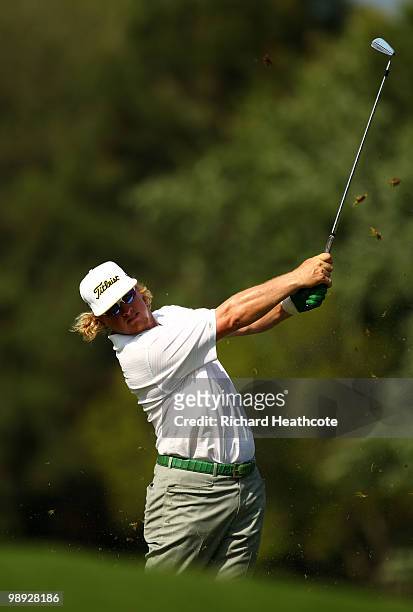 Charley Hoffman hits a shot on the 14th hole during the third round of THE PLAYERS Championship held at THE PLAYERS Stadium course at TPC Sawgrass on...